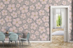 Abstract flowers modern nature wallpaper.