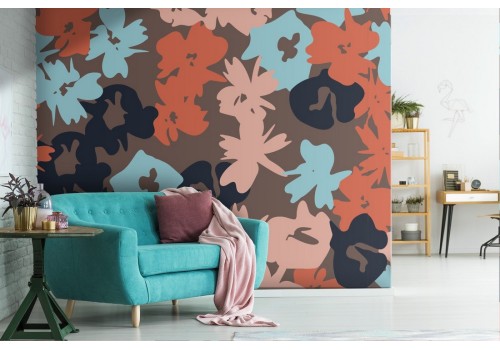 Abstract flowers modern nature wallpaper.