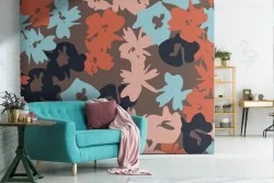 Abstract flowers modern nature wallpaper.