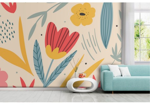 Abstract flowers vintage nature wallpaper.