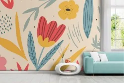 Abstract flowers vintage nature wallpaper.