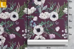 Carta da Parati fiori bianchi decorazione moderna.