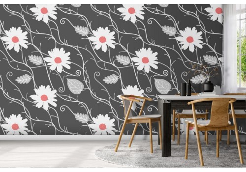 White flowers nature modern design wallpaper.