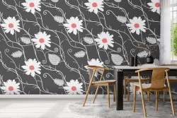 White flowers nature modern design wallpaper.