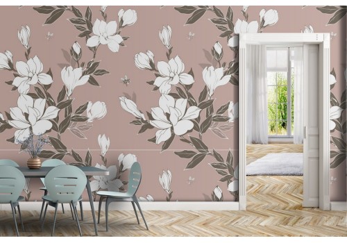 White flowers nature modern design wallpaper.