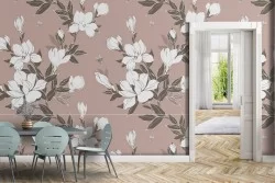 White flowers nature modern design wallpaper.