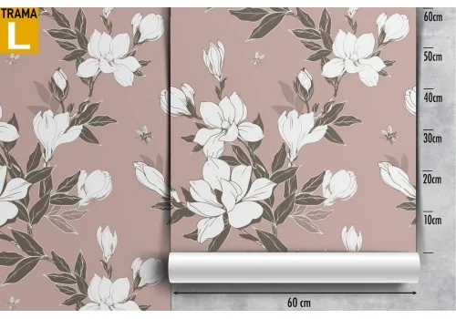 Carta da Parati fiori bianchi natura design moderno. 2