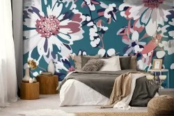 White flowers nature modern design wallpaper.