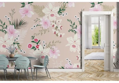 White flowers nature vintage pattern wallpaper.215