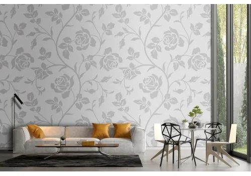 Wallpaper white flowers stylized vintage nature.217