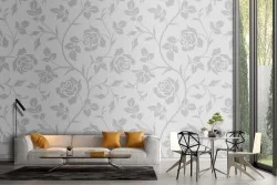 Vintage stylized nature white flowers wallpaper.
