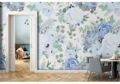 White flowers vintage nature pattern wallpaper.218