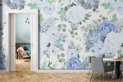 Carta da Parati fiori bianchi natura vintage pattern.