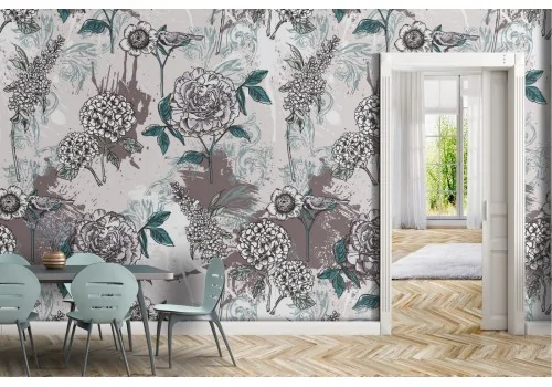 Vintage nature white flowers wallpaper.219