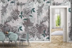 Vintage nature white flowers wallpaper.