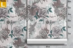 Carta da Parati fiori bianchi natura vintage.