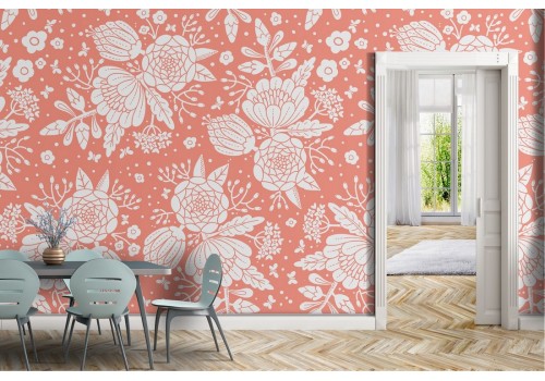 Vintage nature white flowers wallpaper.