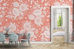 Vintage nature white flowers wallpaper.