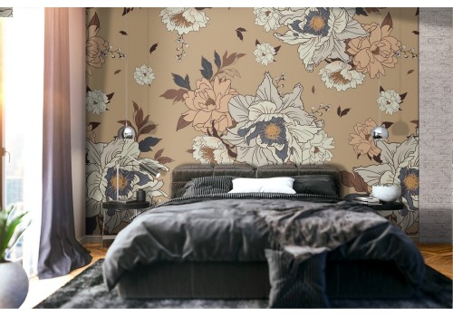 Vintage nature white flowers wallpaper.