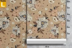 Carta da Parati fiori bianchi natura vintage.