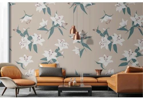 Vintage nature wallpaper with white flowers.224