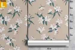 Carta da Parati fiori bianchi natura vintage.