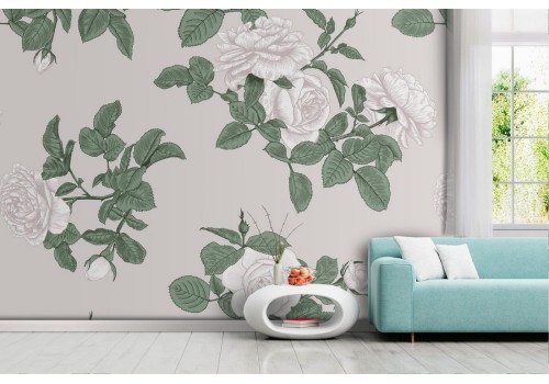 Vintage nature white flowers wallpaper.