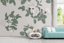 Vintage nature white flowers wallpaper.