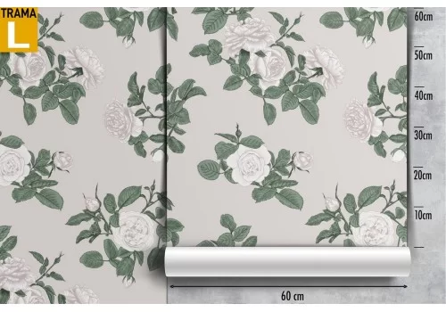 Carta da Parati fiori bianchi natura vintage. 2