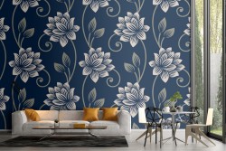 White flowers vintage nature pattern wallpaper.