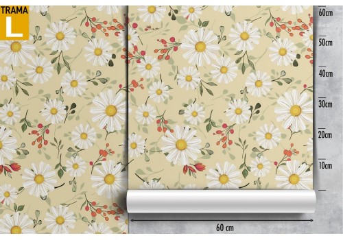 White flowers vintage nature pattern wallpaper. 2