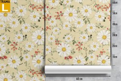 Carta da Parati fiori bianchi vintage natura pattern.