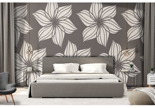 White flowers vintage nature pattern wallpaper.