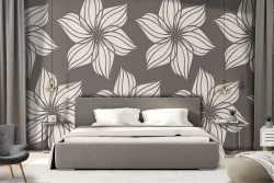 Carta da Parati fiori bianchi vintage natura pattern.