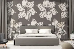 White flowers vintage nature pattern wallpaper.