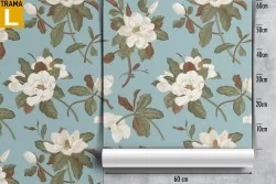 Carta da Parati fiori bianchi vintage natura.