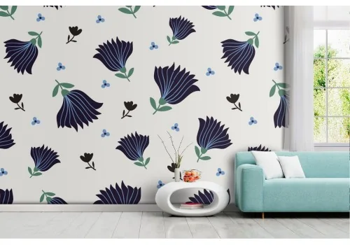 Blue flowers nature pattern modern wallpaper.232
