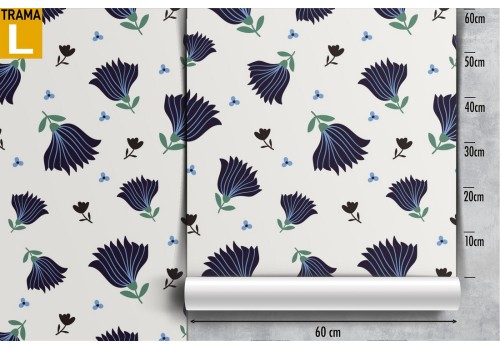 Blue flowers nature pattern modern wallpaper. 2