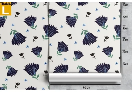 Carta da Parati fiori blu natura pattern moderno. 2