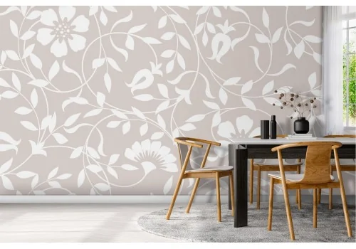 Wallpaper flowers and stylized leaves nature pattern.234