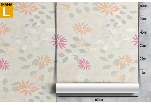 Carta da Parati fiori e foglie stilizzati natura pattern. 2