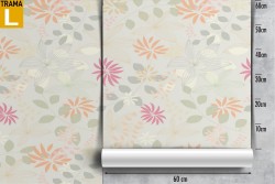 Carta da Parati fiori e foglie stilizzati natura pattern.