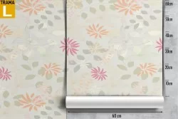 Carta da Parati fiori e foglie stilizzati natura pattern.