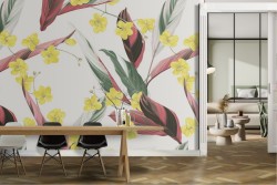 Carta da Parati fiori e foglie tropicali natura pattern.