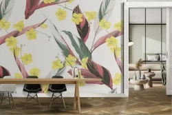 Tropical flowers and leaves nature pattern wallpaper.