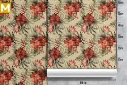 Tropical Nature Flowers Leaves Wallpaper