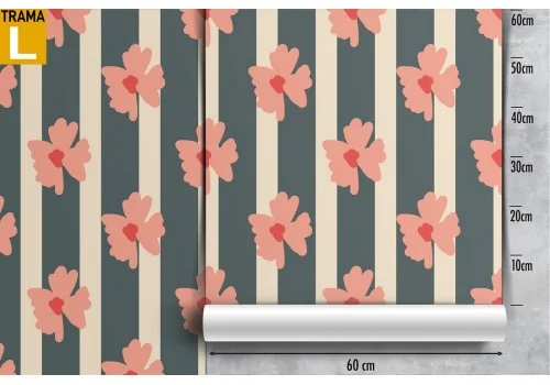 Floral and striped wallpaper modern design. 2