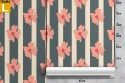 Carta da Parati fiori e righe design moderno.