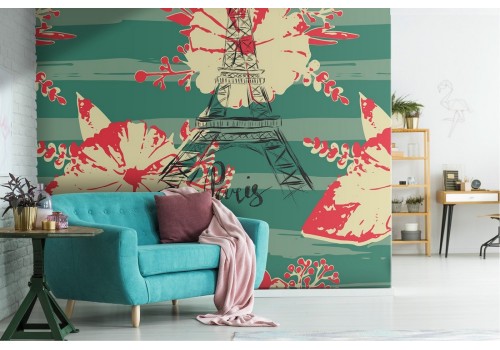 Modern nature flowers wallpaper pattern.