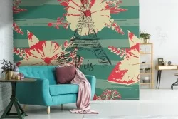 Carta da Parati fiori natura moderna pattern.